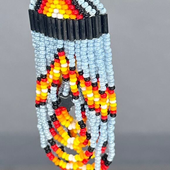 Tribal Earrings Seed Bead Handmade Multicolor Native American Boho Dangle 3” USA - Picture 7 of 16